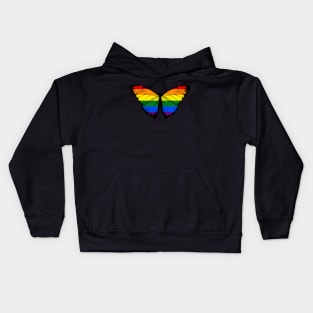 Vintage LGBTQ Pride Rainbow Flag of Butterfly Moth | Support LGBTQ Community and Stand with LGBTQ+ Kids Hoodie